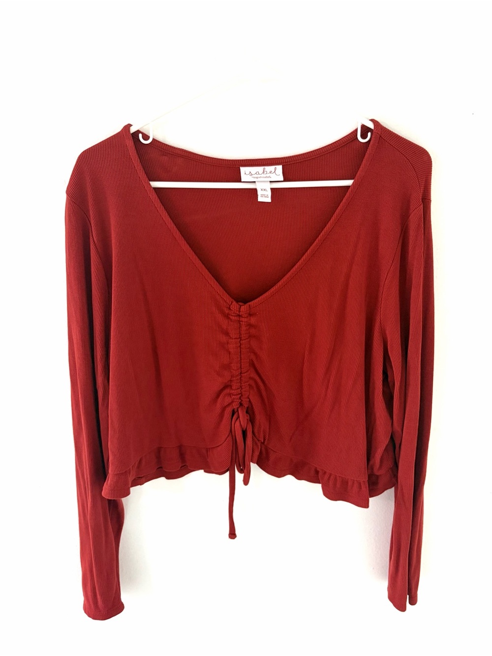 Isabel by Ingrid+Isabel Cropped Ribbed Blouse, Size: XXL